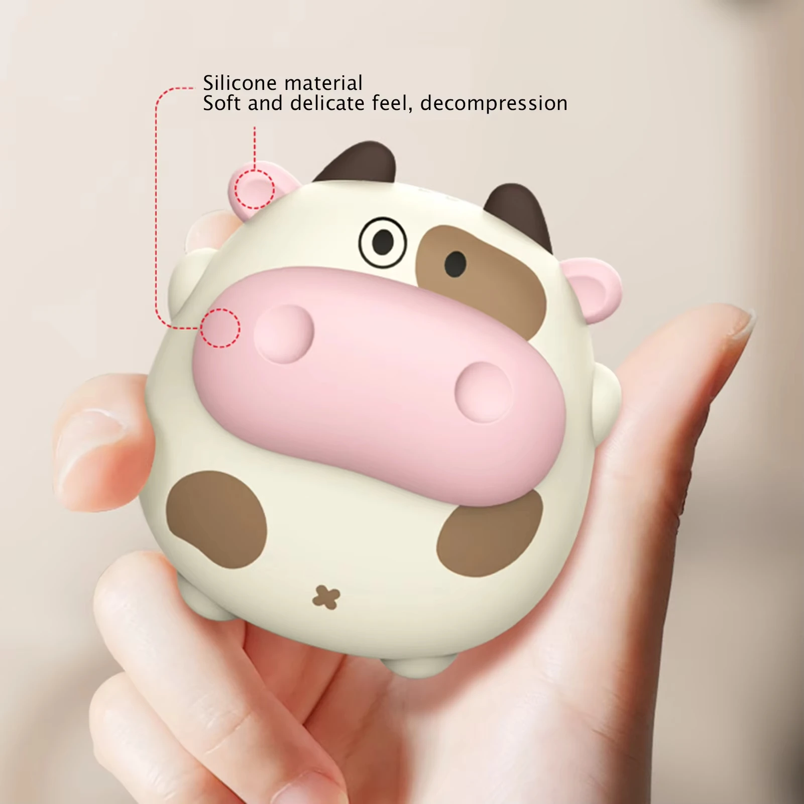 Pig and Cow Mini Portable Hand Warmer, Reusable USB Rechargeable Hand Warmer, Suitable for Outdoor Hiking and Fishing