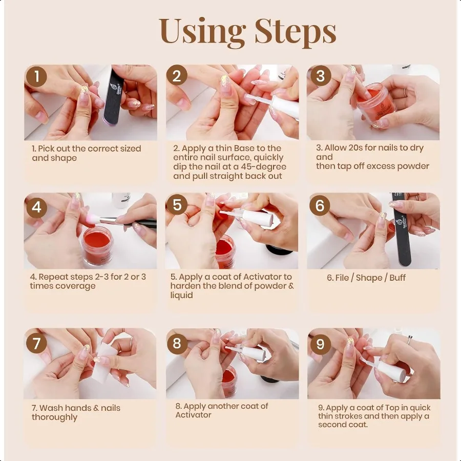 Beetles Dip Powder Liquid Set 2 In 1 Dip Base Top Coat and Activator Dip Nail Liquid Set for Dipping Powders French Nail Design