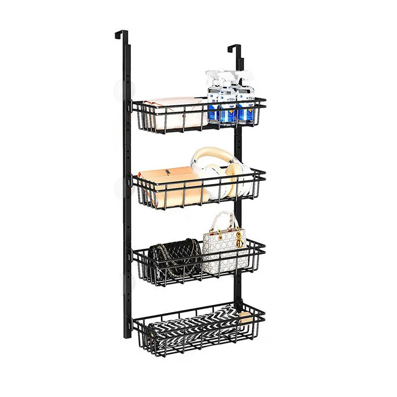 

Door rear multi-layer hanger adjustable layer height Door upper shelf surface punched Door back hanging