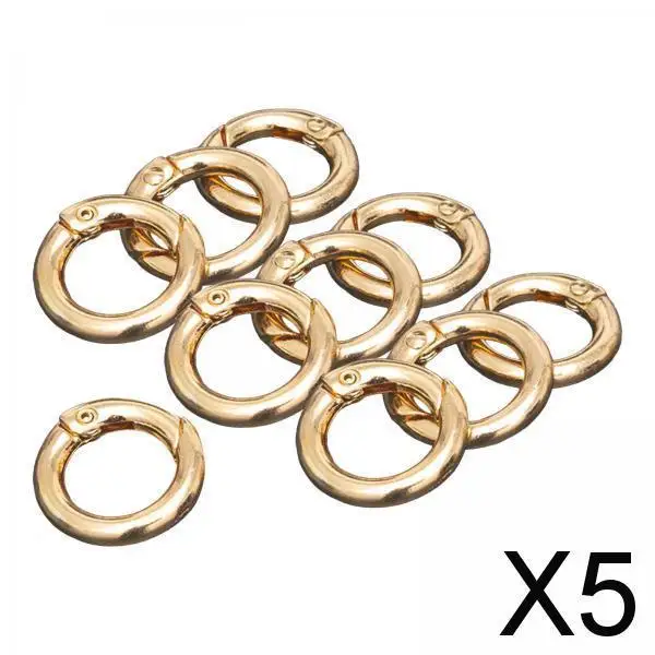 

5X 10Pcs Round Spring Snap Hooks Carabiner Circle for Key Chains Key