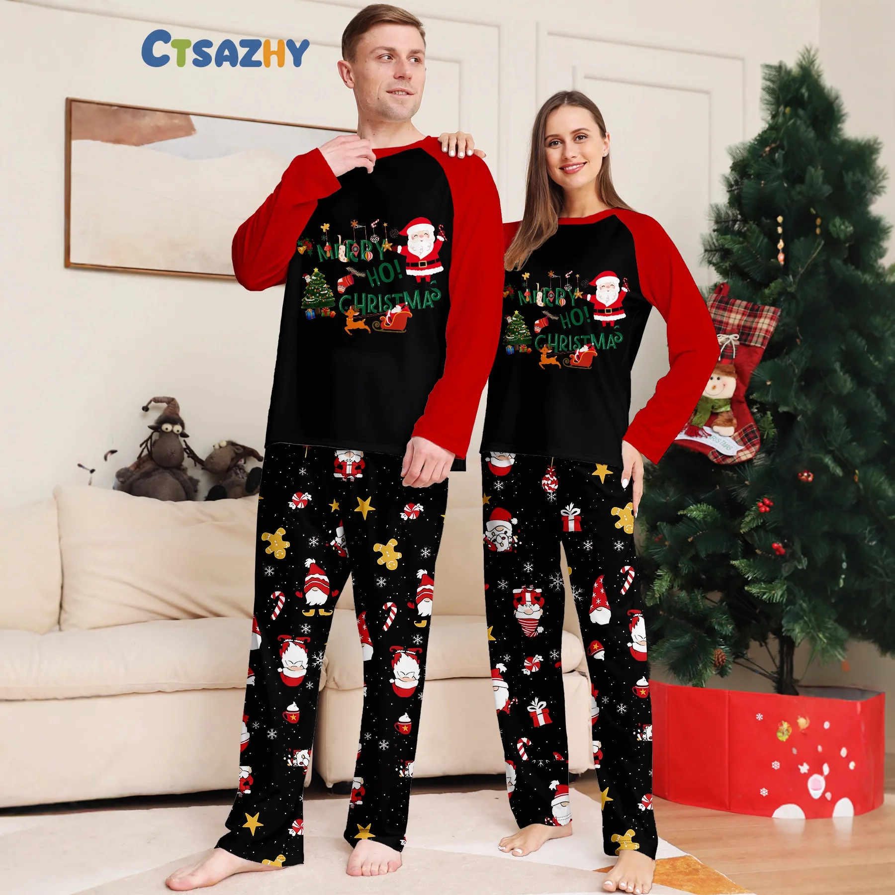 Christmas Matching Pajamas Set 2026 New Year's Costumes Santa Print Mom Dad Kids 2 Pieces Suit Sleepwear Xmas Family Look Pyjama