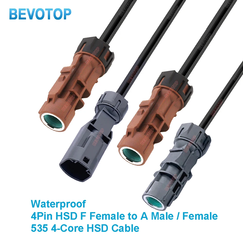 1Pcs HSD Cable 4 Pin Waterproof Code A Female to F Female Jack Connector LVDS Cable High Speed 4 Core 535 Wire Harness 10CM~10M