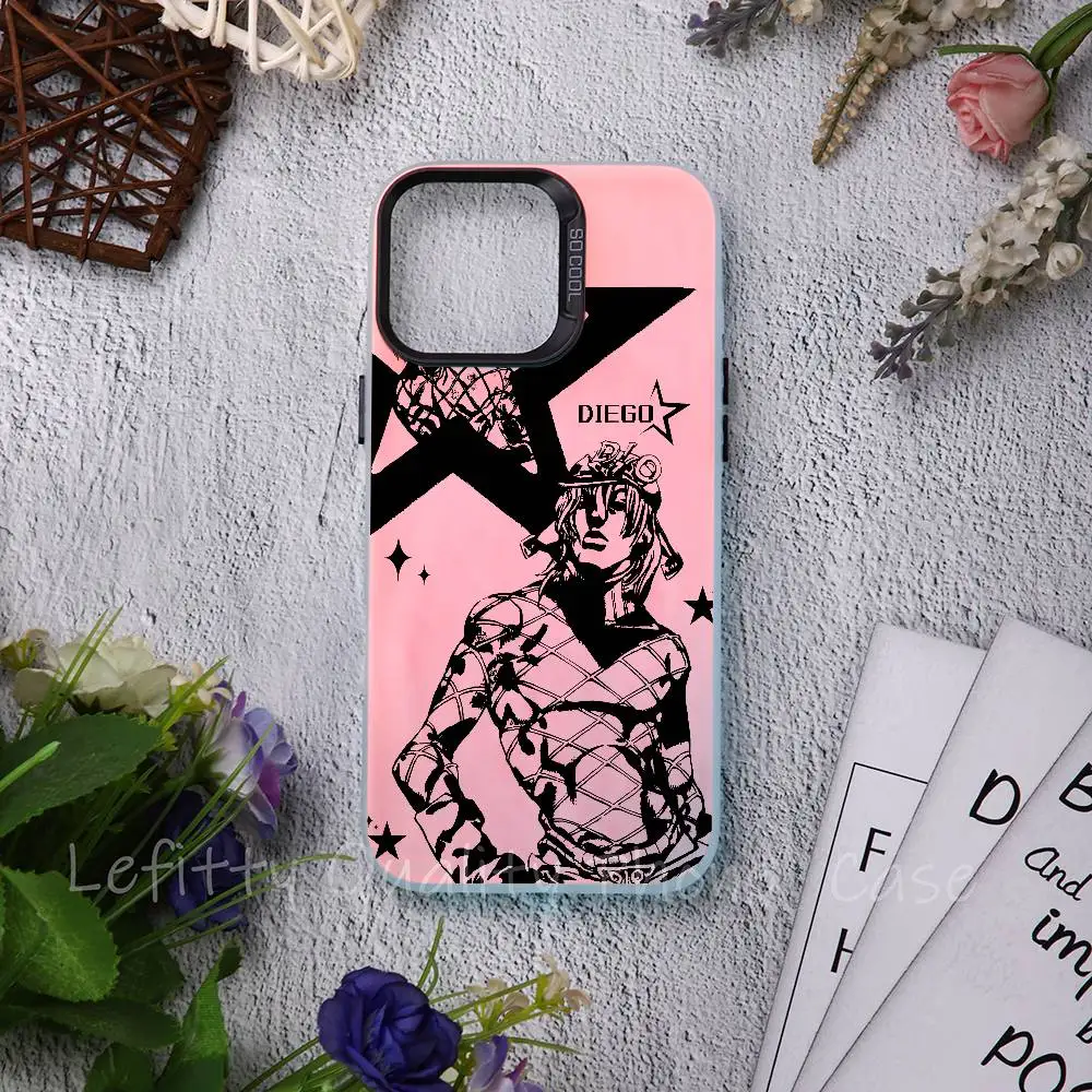 

Cool JoJos B-Bizarre Adventure Phone Case For IPhone 17 16 15 14 13 12 11 Plus Pro Max Multicolor Aurora Laser Shockproof Funda