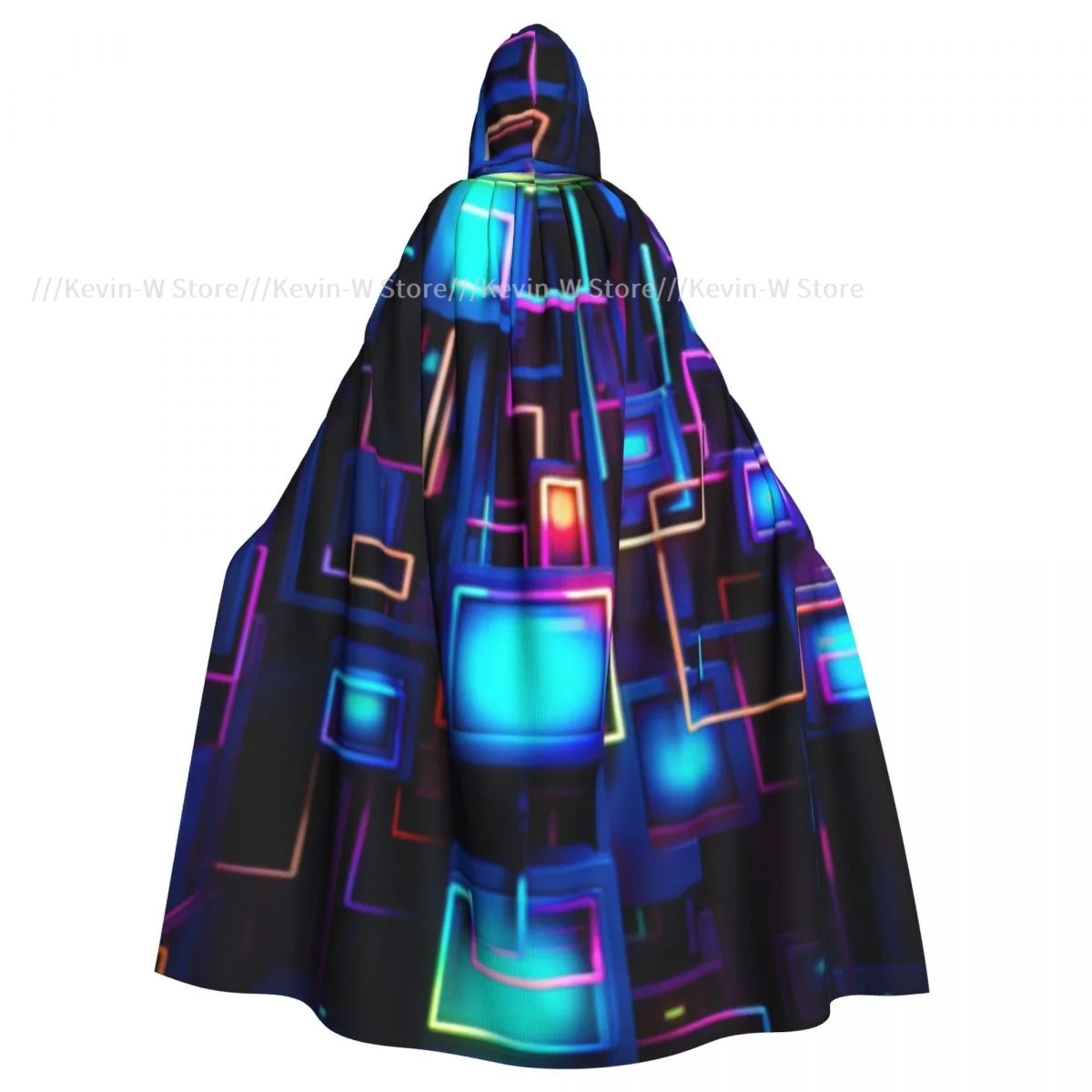 Long Cape Cloak Colorful Circuit Boad Hooded Cloak Coat Autumn Hoodies