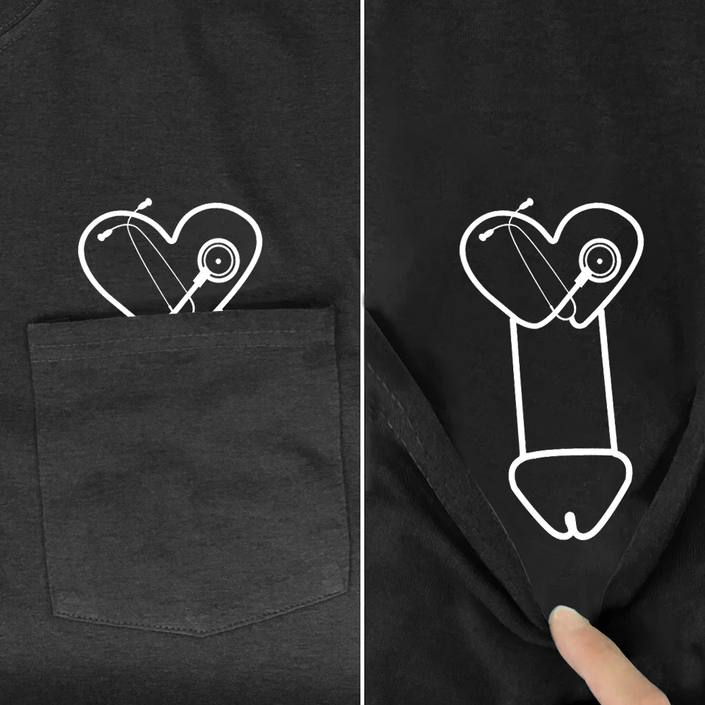 CLOOCL Funnny T-Shirt Fashion Pocket Medicine Heart Other Side Printed T-shirt Funny Cotton Tee Tops Dropshipping