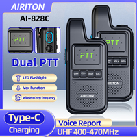 1/2PCS AIRITON AI-828C Walkie Talkie Dual PTT UHF Wireless Copy Frequency Clear Voice Report 16 Channels Portable Ham Radio
