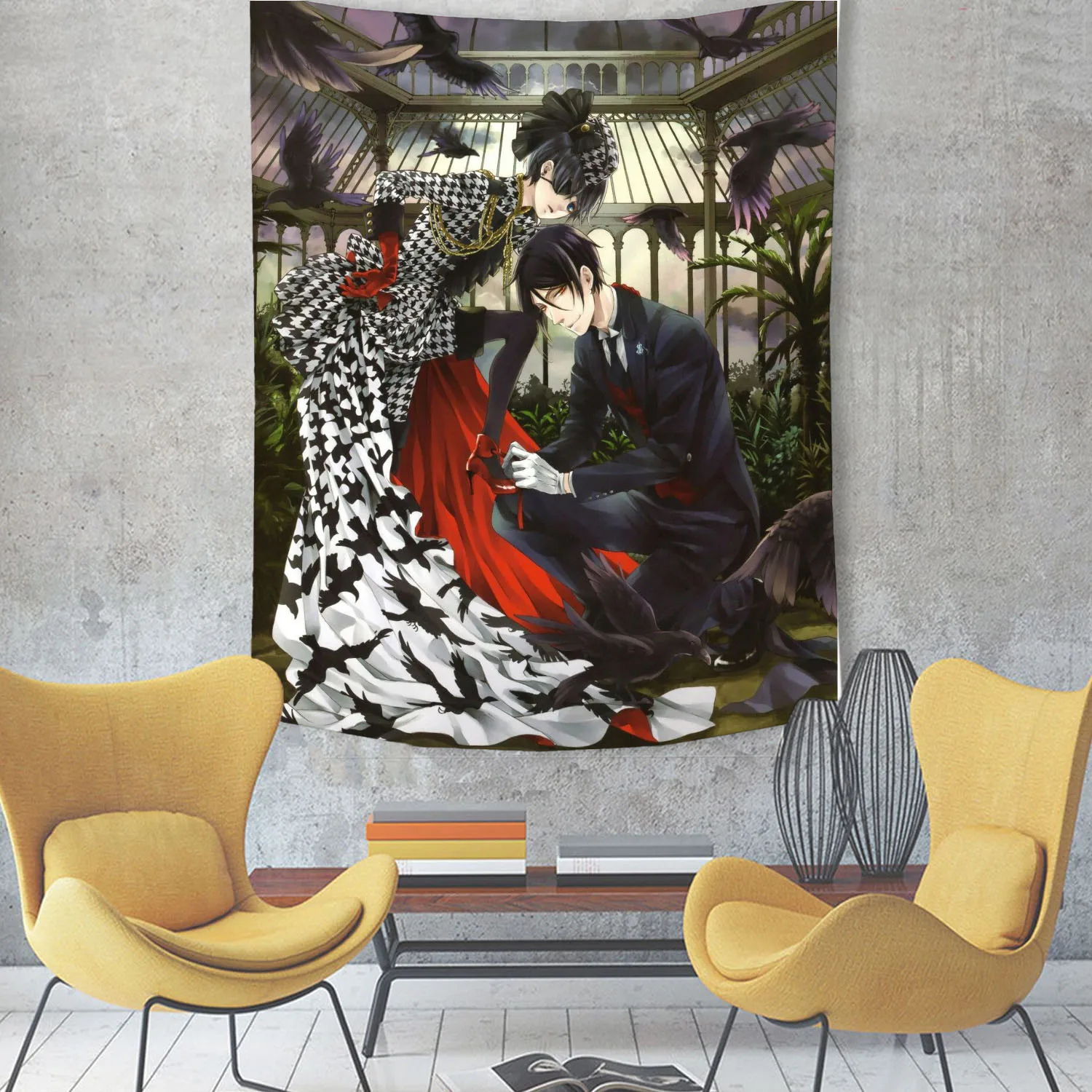 Japanese Classic Anime Black Butler Cartoon Printed Tapestry Room Decoration Banner Hanging Room Decoration Party Decoration