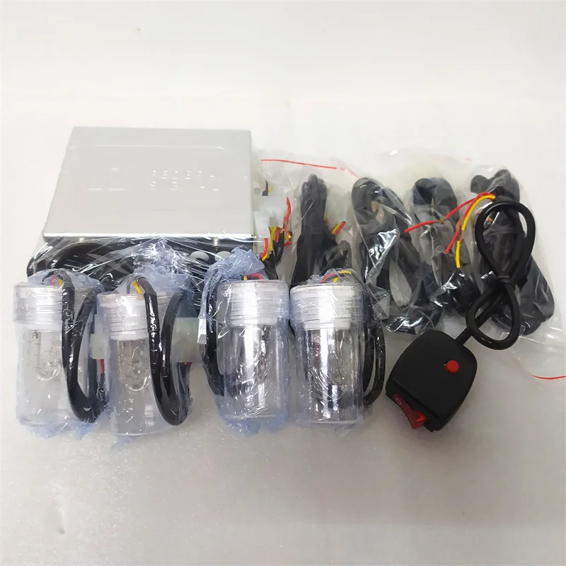 Kits de luz estroboscópica de xenón para coche, luz de advertencia oculta, lámpara intermitente con interruptor de control, impermeable, alta intensidad, 4 cabezales, 20W