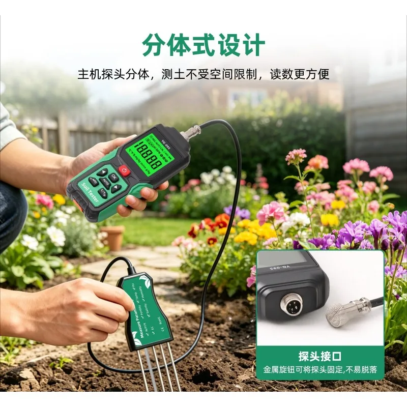 9 In 1 Soil Detector Nitrogen Phosphorus Potassium Fertility Salinity Ph Meter Tester For Farm Orchard Planting Environment Test