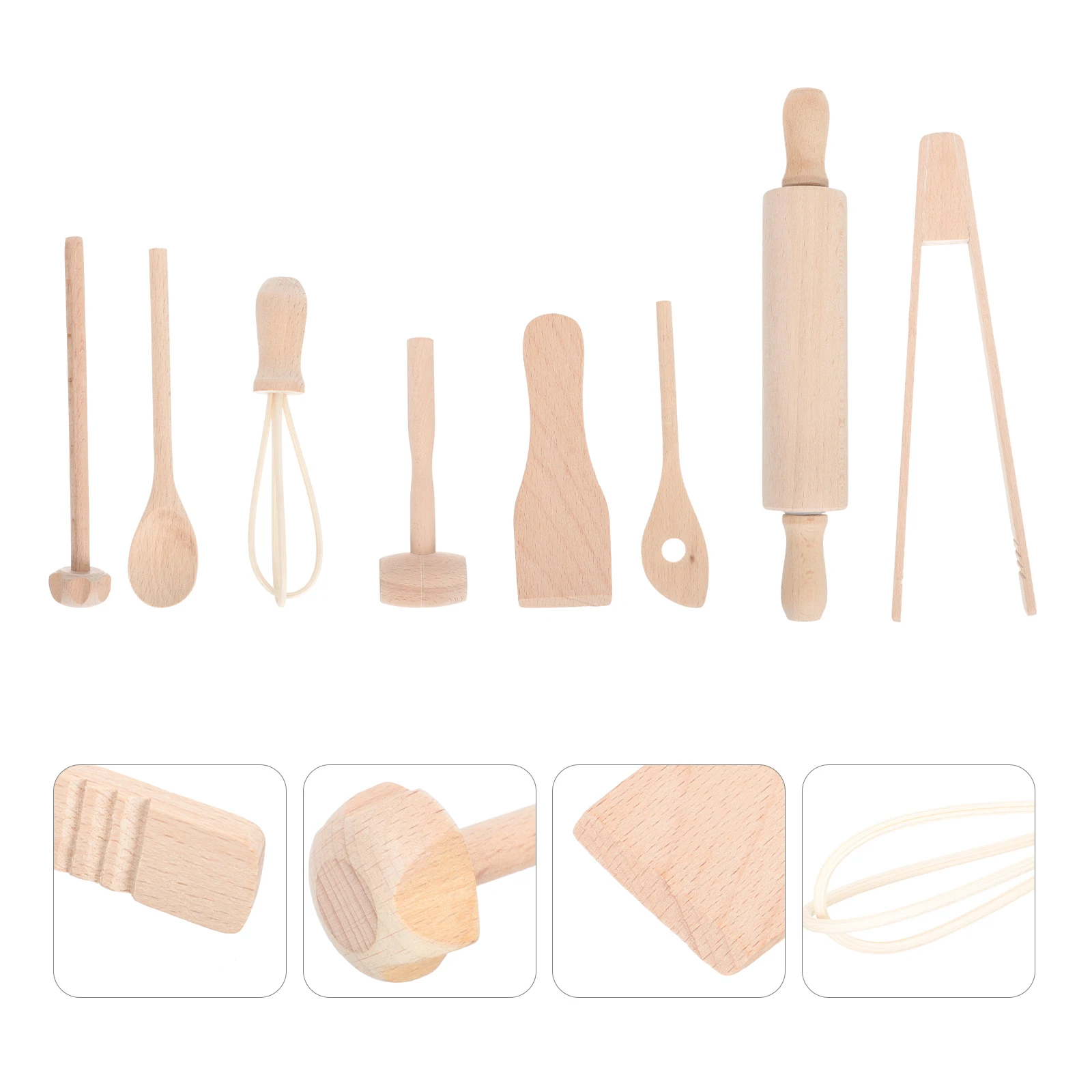 

Wooden Children's Kitchenware Toddler Playset Toys Childrens Utensils Kids Accessories