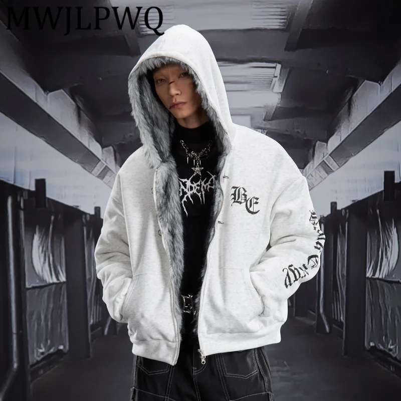 

MWJLPWQ Хлопковое пальто с меховым воротником и капюшоном для мужчин и женщин, зимние свободные повседневные утолщенные топы с подкладкой, тренд 12820