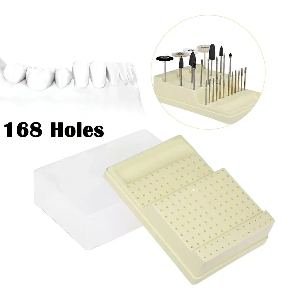 168 Holes Dental Plastic Burr Box Dental Supplies Organizer Display Case with Transparent Cover Professional Dental Tools