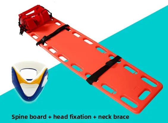 Rescue Spine Board Stretcher, Medical Emergency Backboard, With Head Immobilizer and Neck Collar