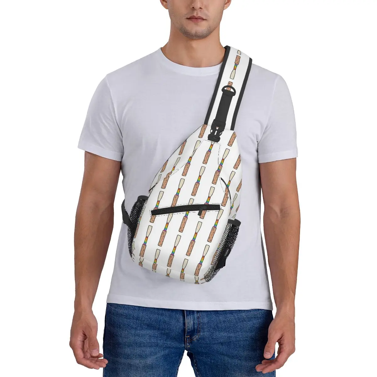 Mochila de arcoíris Oboe Reed Sling, bolso de pecho de viaje para senderismo, mochila cruzada de moda para hombres, bolsa de hombro