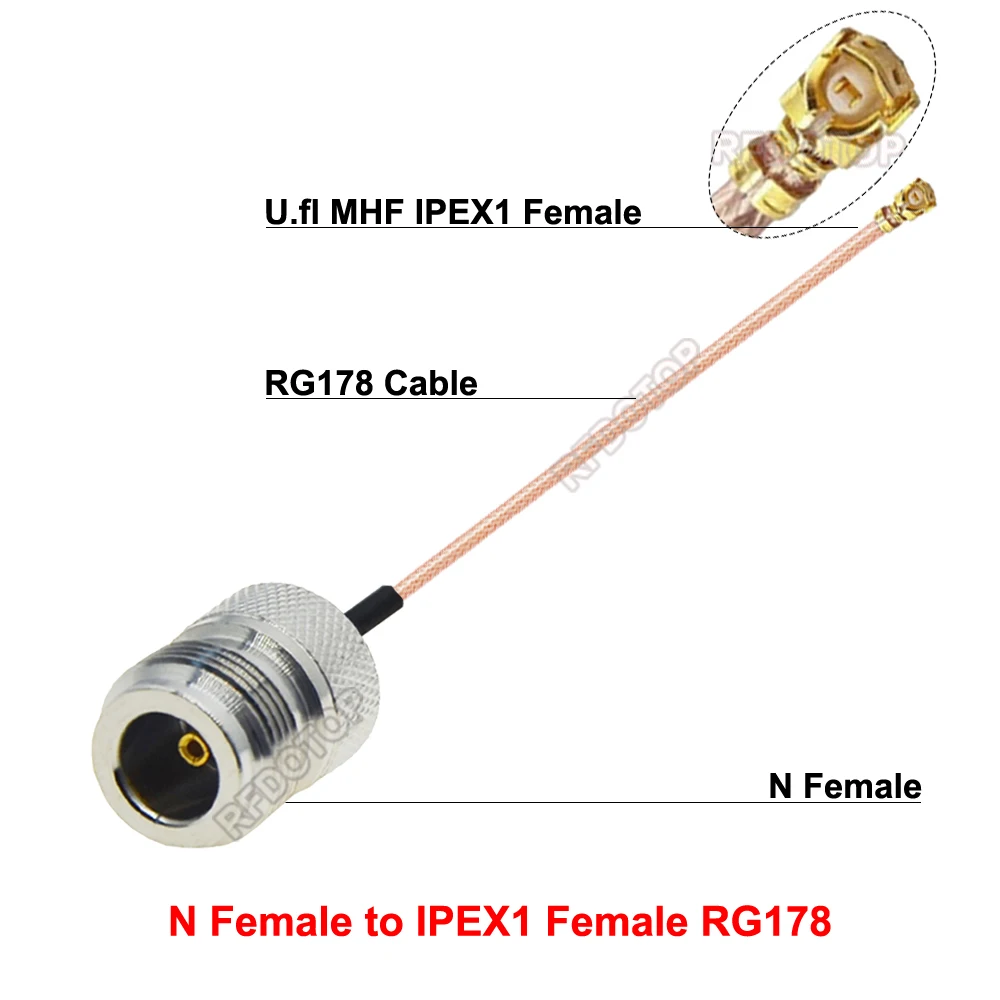 1PCS N Female Jack to U.fl//IPEX-1 Female Connector RG178 Coax Cable Extension Jumper Pigtail for WiFi Antenna IPEX1-K to N-K