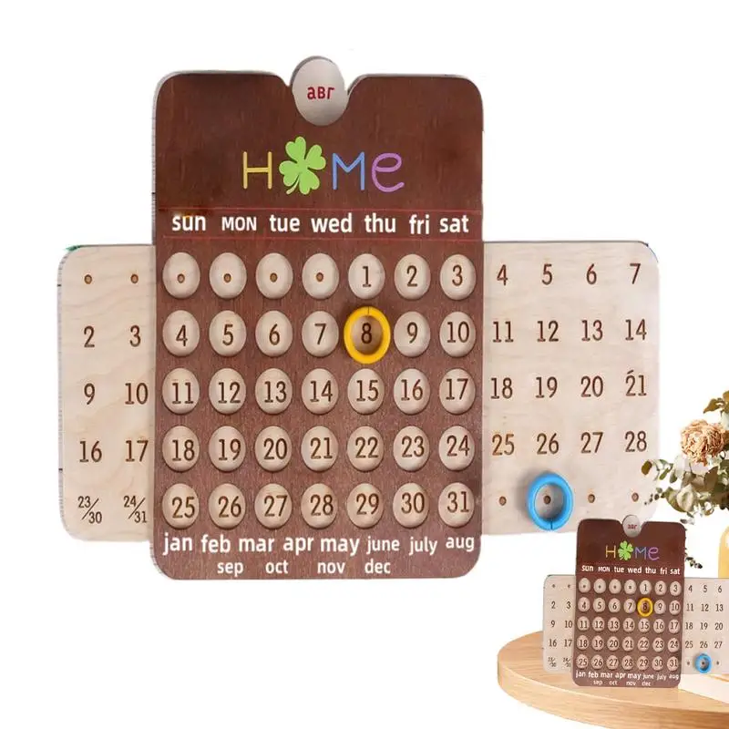 Wooden Calendar Perpetual Planner Calendar Desk Date Display Montessori Calendar For Kids To Learn Seasons