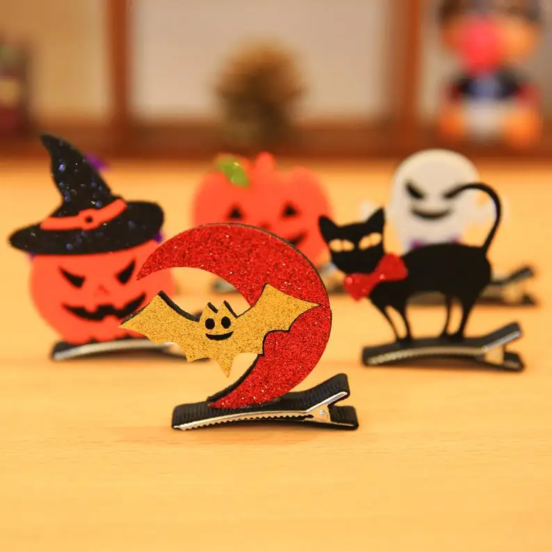 Cartoon Halloween Party Supplies 3D Hair Clips Pins Bat Pumpkin Cat Design Headwear Costume Props Decoration Kids Gifts ni71