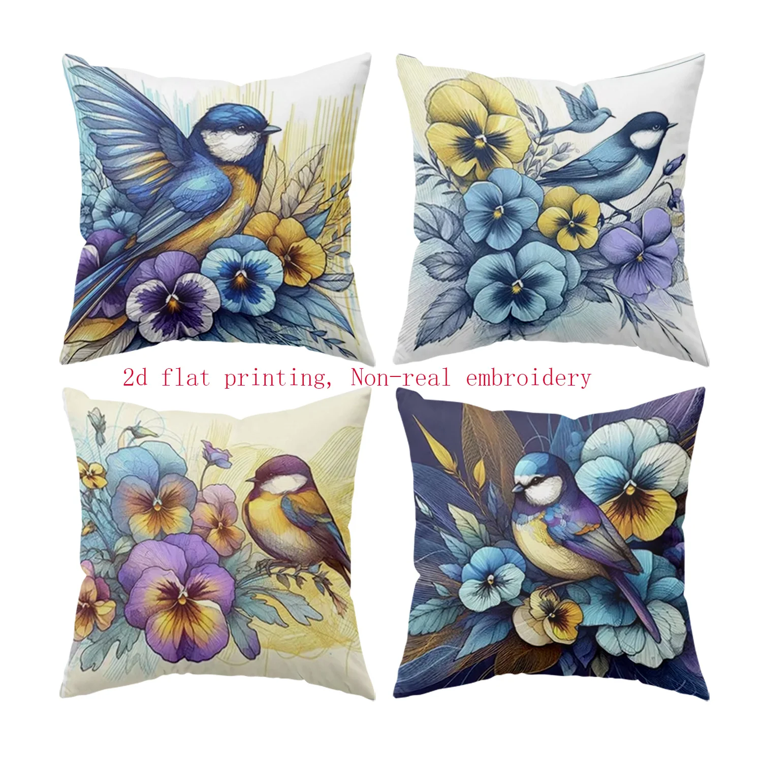 4pcs Brightly colored pattern digital printing pillow cover Short plush Suitable living rooms bedrooms sofas throw cushion cover