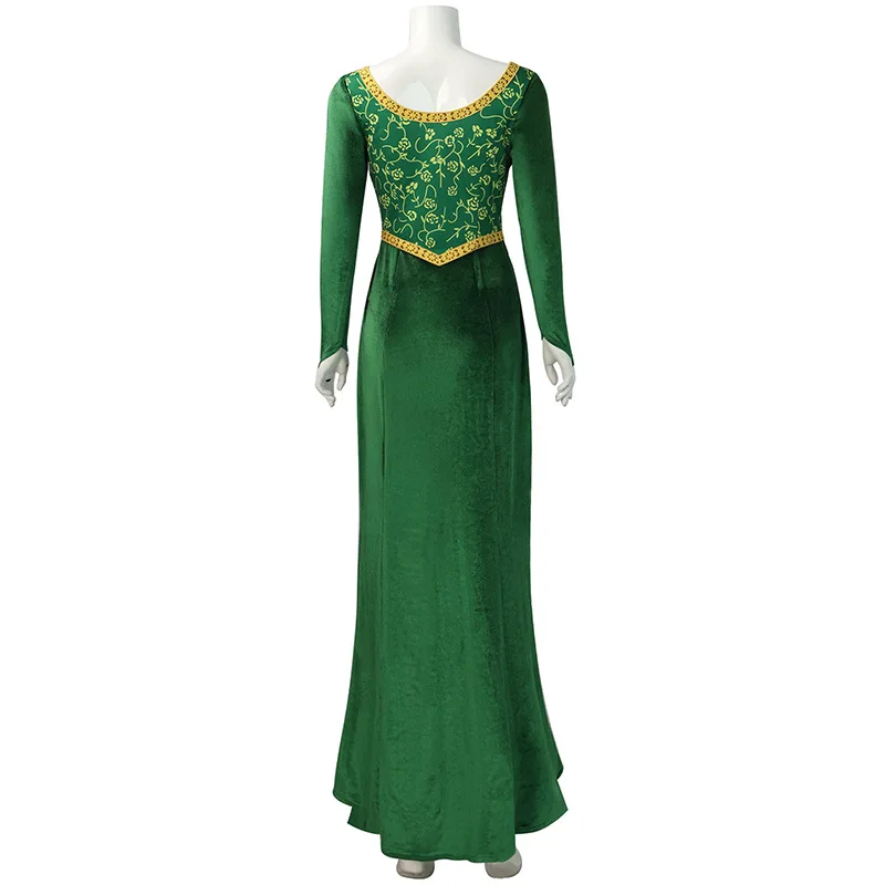 Shrek Cosplay Costume Anime Princess Green Dress Fiona Dress Shrek Cosplay Costume  Women Sexy Velvet Halloween Carnival Clothes