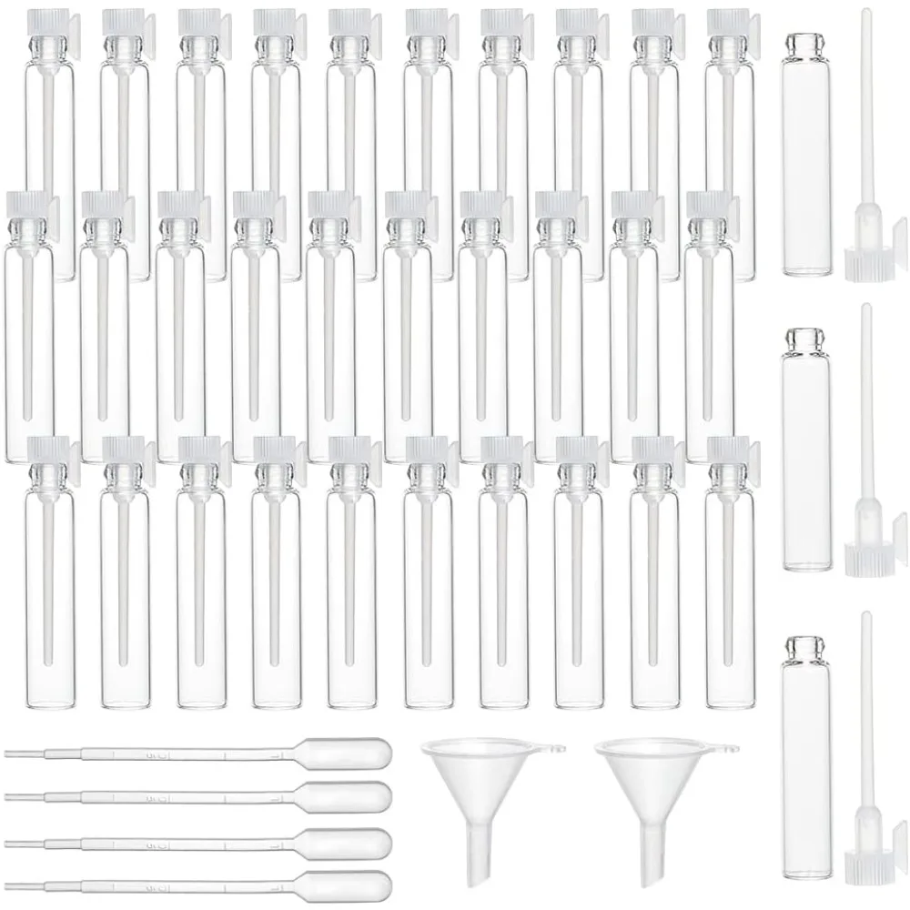 

150 Набор 2 мл пустой флакон для образцов духов, стеклянная мини бутылка для образцов духов для заполнения емкостей для образцов с воронкой и соломинкой
