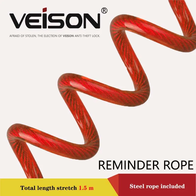 Veison 150CM Motorcycle Brake Disc Lock Scooter Reminder Cable Bicycle Spring Rope Anti-Theft Steel Cable Protection Alarm Locks