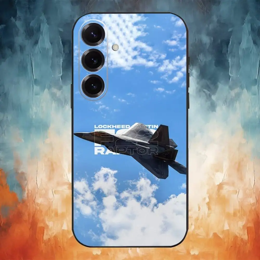 Custodia per telefono F-22 raptor con poster per aereo da caccia per Samsung Galaxy A73, A72, A71, A70, A53, A52, A51, altre morbide coperture nere