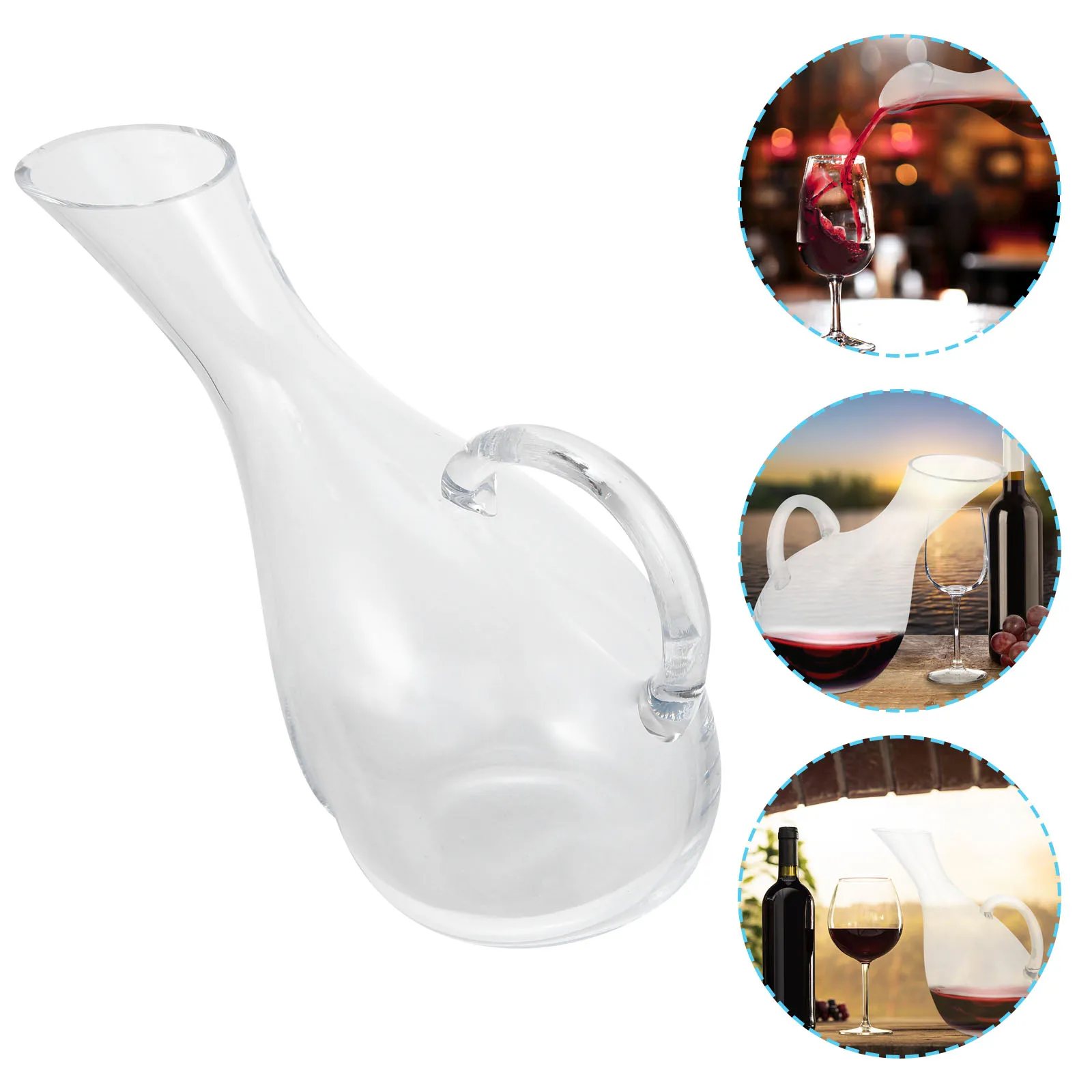 

1500 Ml Creative Glass Decanter Wine Pourer Handle Transparent Bright Smooth Surface Easy Clean Glass Wine Decanter