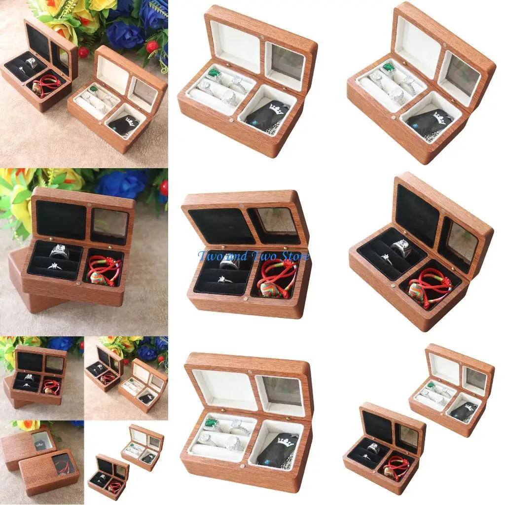 

HX6F шкатулка для драгоценностей ручной работы, деревянный органайзер для аксессуаров с мягким бархатом, внутренний футляр для
