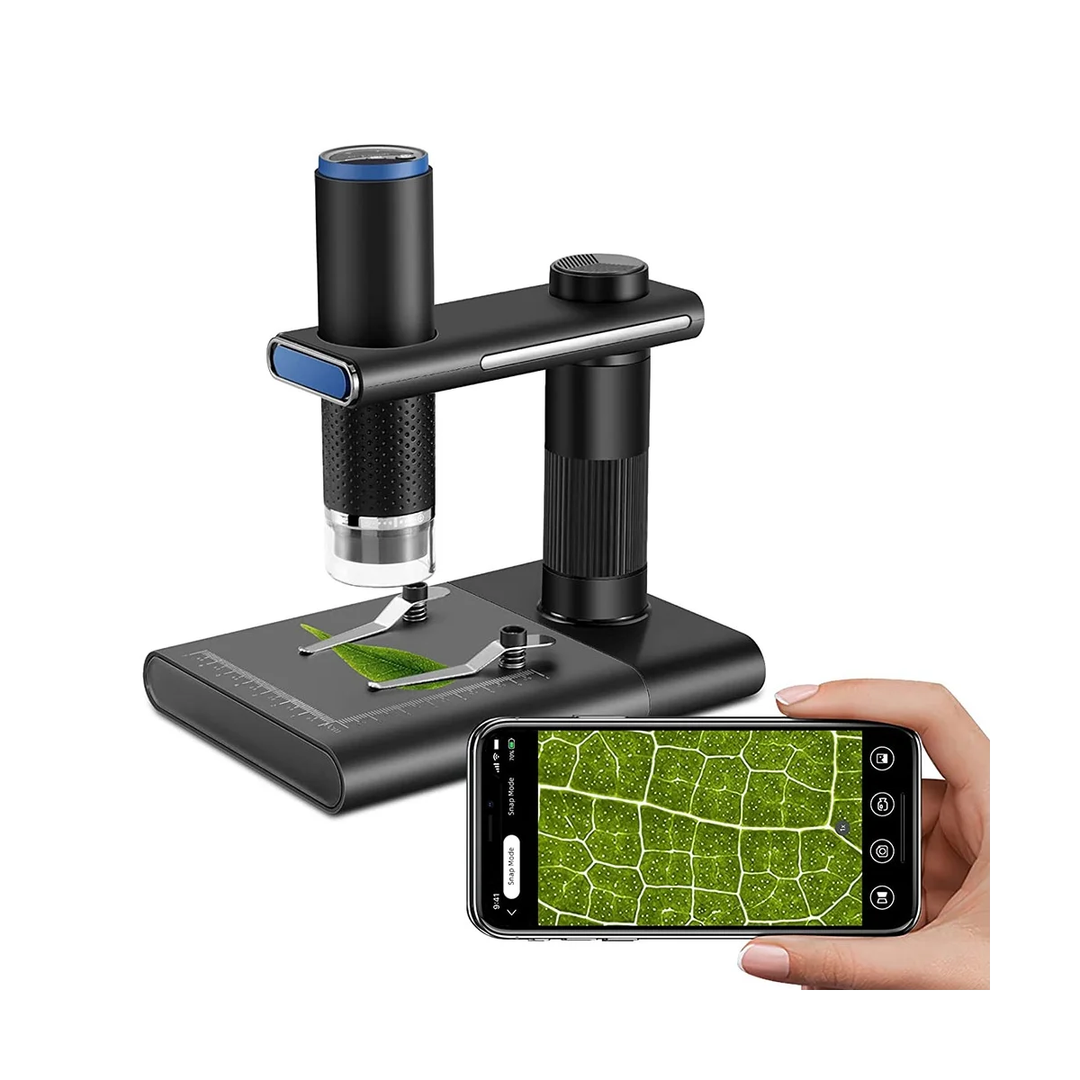 WiFi Camera Microscope for Phone, 50-1000X Portable Handheld USB Digital Microscope with Adjustable Stand,Compatible