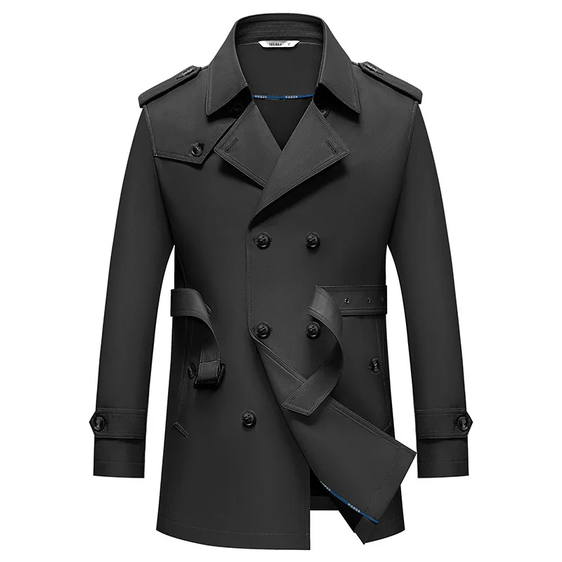 Outono inverno masculino duplo breasted trench moda inteligente causal cor sólida turn down collar blusão masculino inglaterra estilo casacos