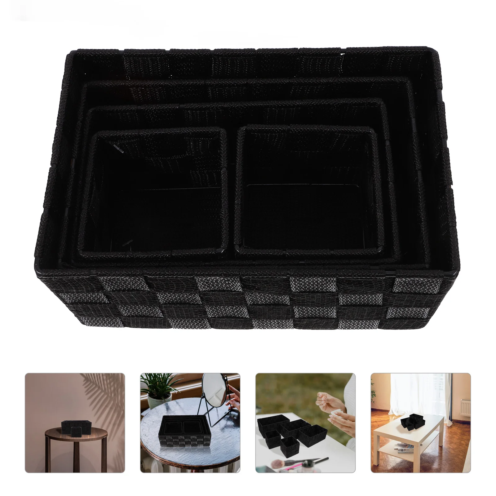 

Woven Sundries Storage Basket Shelf Baskets for Bathroom Organizing Small Table Containers