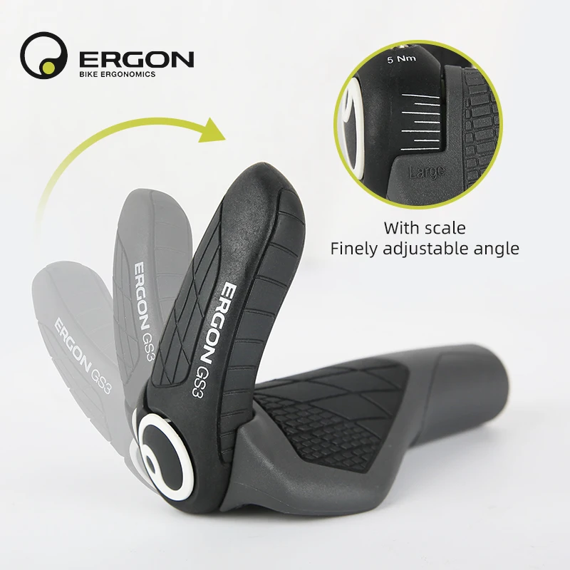 ERGON GS3-L Bicycle Grips Soft Rubber For MTB Mountain Bike Shockproof Anti-Slip Handlebar Cover Lock On Ergonomic Cycling Parts