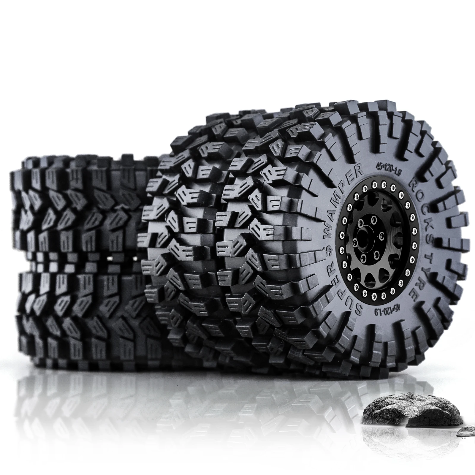 RED SPIDER 4Pcs Metal 1.9 Beadlock Wheel Rim Tires Set OD 120 mm for TRX4 TRX6 SCX10 II III AXIAL TF2 D90 D110 CC01
