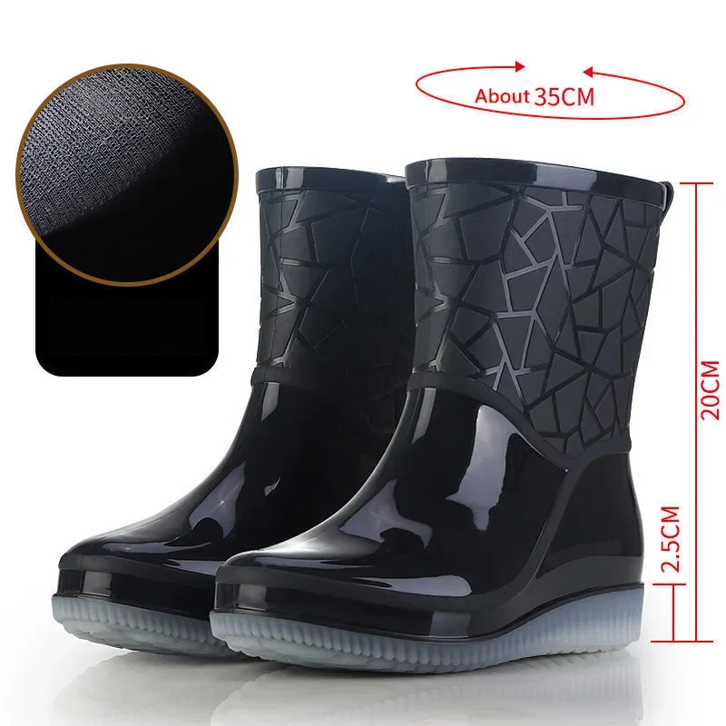 Rain Boots Women Waterproof Kitchen Car Wash Work Non-slip Mid-Calf Water Boots Antiskid Wear-Resistant Thickened Women Shoes