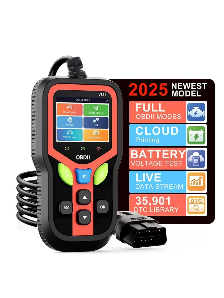 V321 Automobile fault detection instrument, 0BD2 diagnostic device, decoder,eraser, diagnostic tool for eliminating fault lights