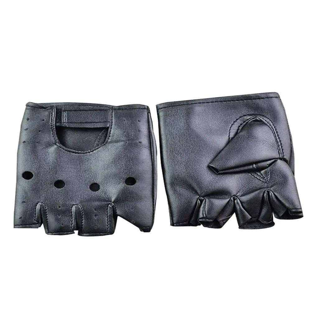 Driving Ride Rivet Fingerless Gloves Leather Mittens Punk Glove