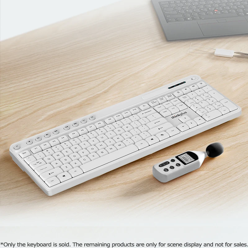 Klawiatura Thinkplus Wireless Light Sound K225 Pro Lenovo 2.4G Wodoodporna, wąska, kolorowa, modna do laptopów PC Notebooki do pracy