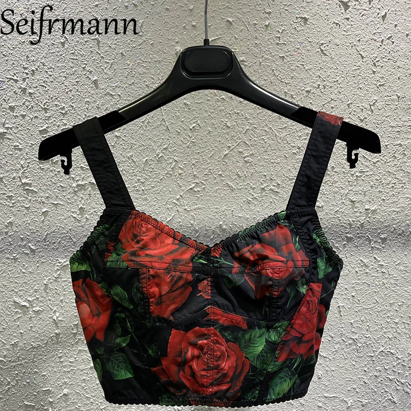 Seifrmann Casual Simple Printed Cotton Top Square Neck Sleeveless Top 2026 Autumn Fashion Women's New Style