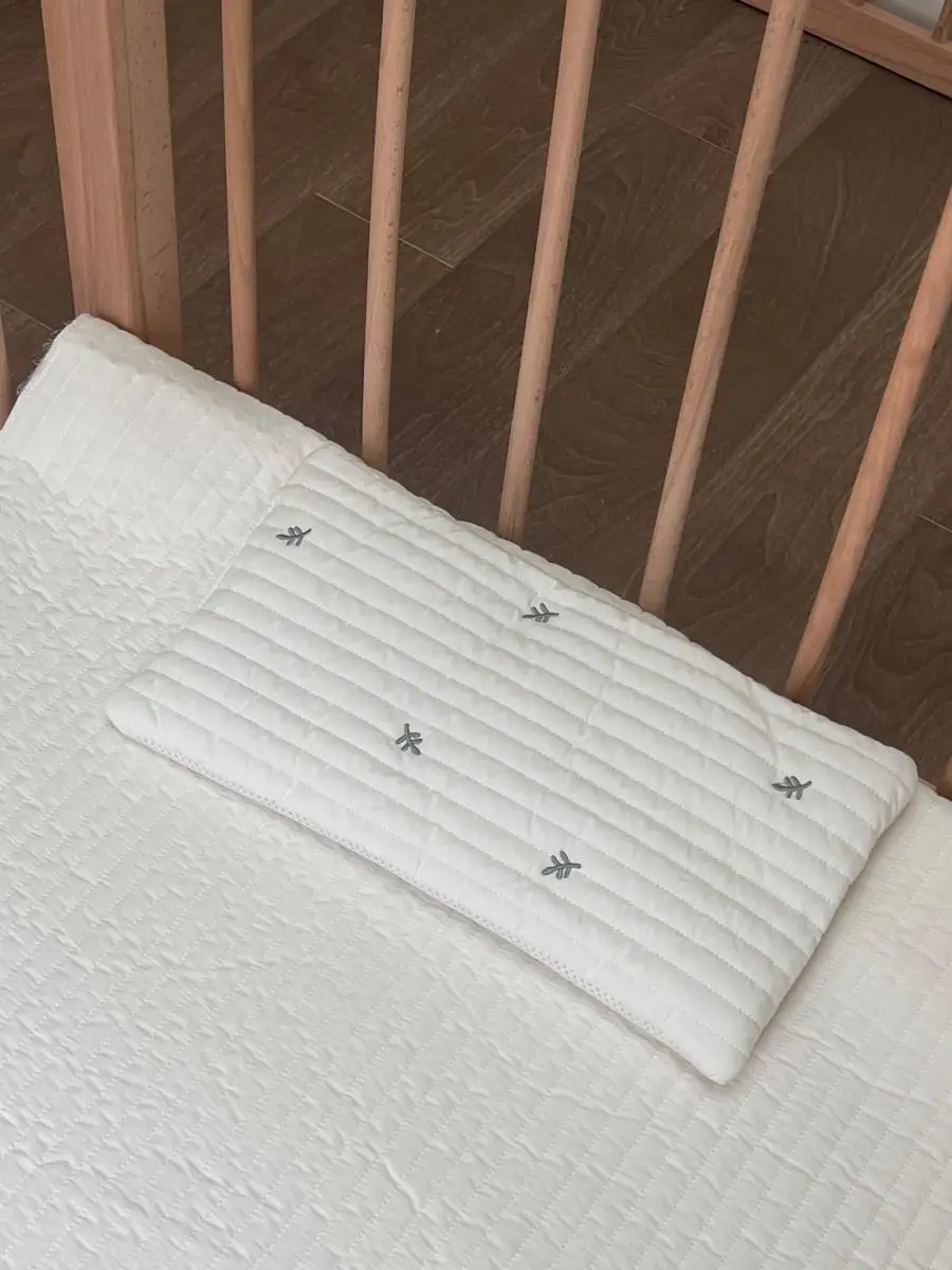 1 قطعة وسادة الطفل الأبيض التطريز القطن تنفس وسادة مسطحة الوليد وسادة رياض الأطفال قيلولة وسادة مناسبة للاستخدام اليومي #6