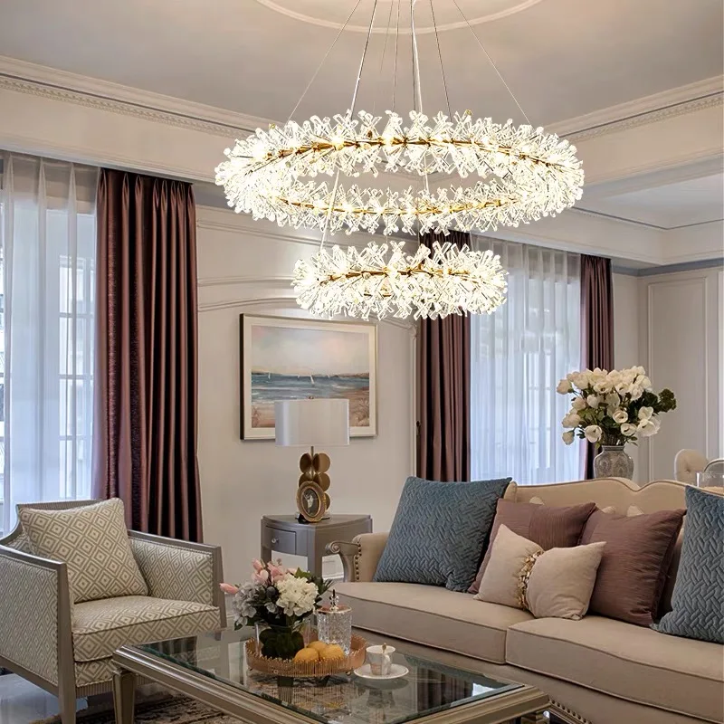 

Modern Luxury Led Pendant Light Lustre Flower Crystal Hanging Lamp Indoor Lighting Home Deco for Living Room Bedroom