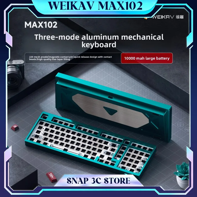 

WEIKAV MAX102 Aluminum Mechanical Keyboard CNC Metal Body Tri-mode Wireless Bluetooth 2.4G Gasket Mount Gaming Keyboard for PC