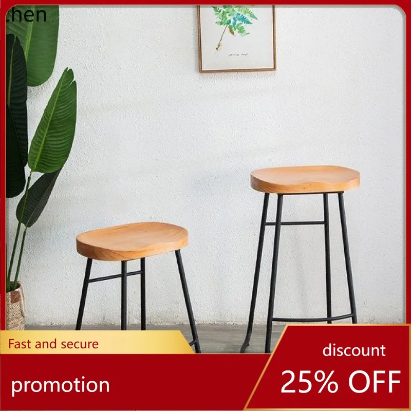 

ZML Solid Wood Front Desk Chair Simple Modern Home High Stool Creative Milk Tea Shop Dining Stool