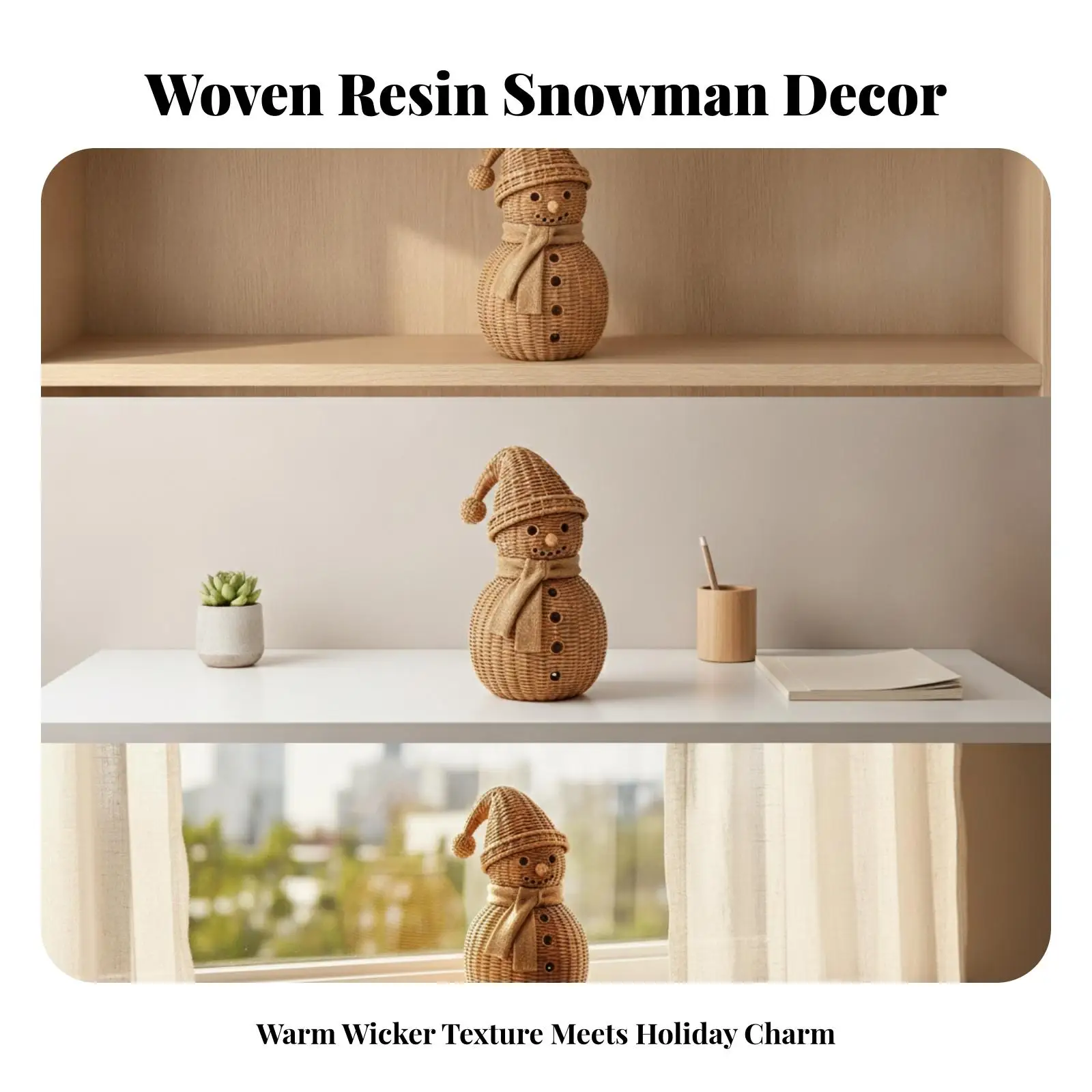 Resin Snowman Figurine Festive Ornaments Comforting for Shelf Display