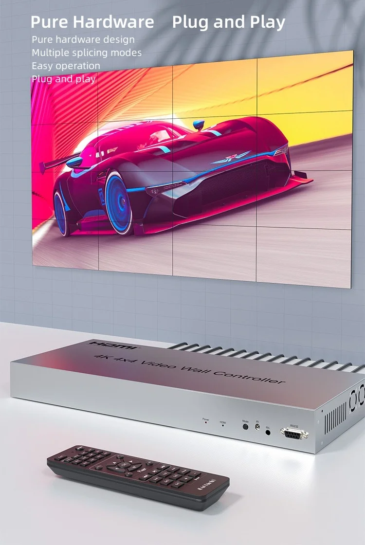 2026 new 4K 30Hz Splicing Hdmi HD 4x4 16 Port TV Video Wall Controller 1 in 16 Out for Advertising Display