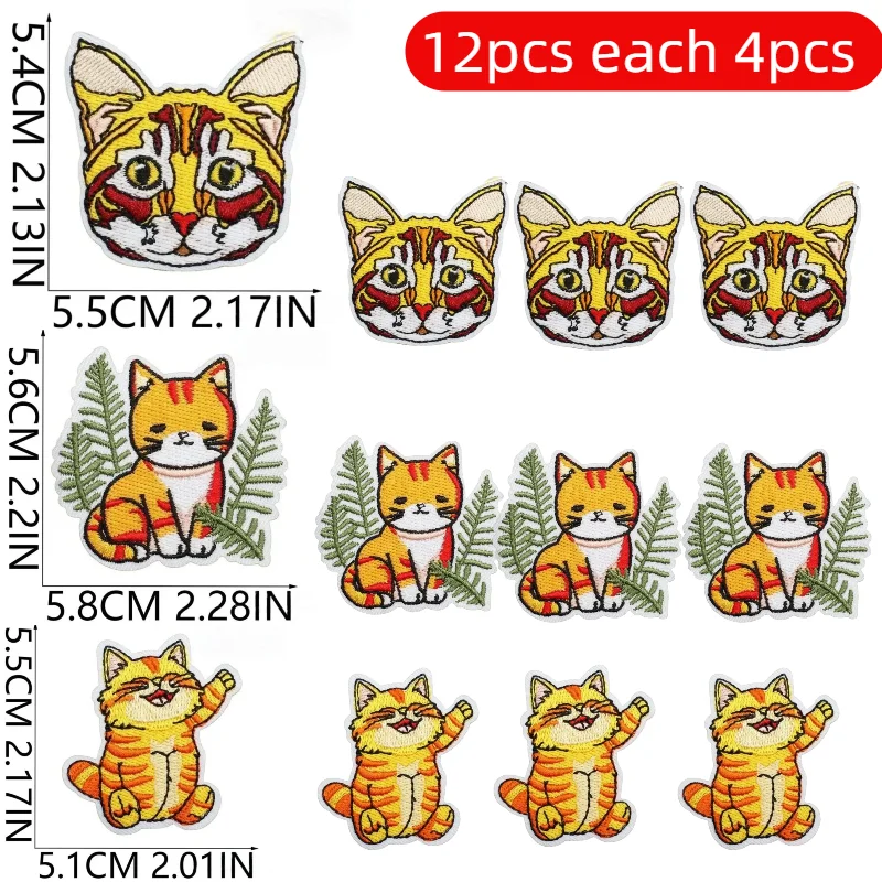 

Lots of Cute Cat Embroidery 10/12PCS WholesaleFabric Patch Embroidery Label Set of Cartoon Cat Patch Decorative Embroidery