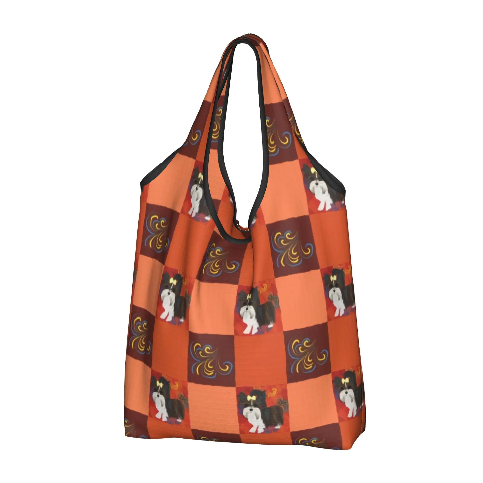 Yorkie Orange Wind Yorke Dog Yorkshire Terrier  Grocery Shopping Tote Bag  Fashion  Shopper Shoulder Bag Big Capacity Handbag