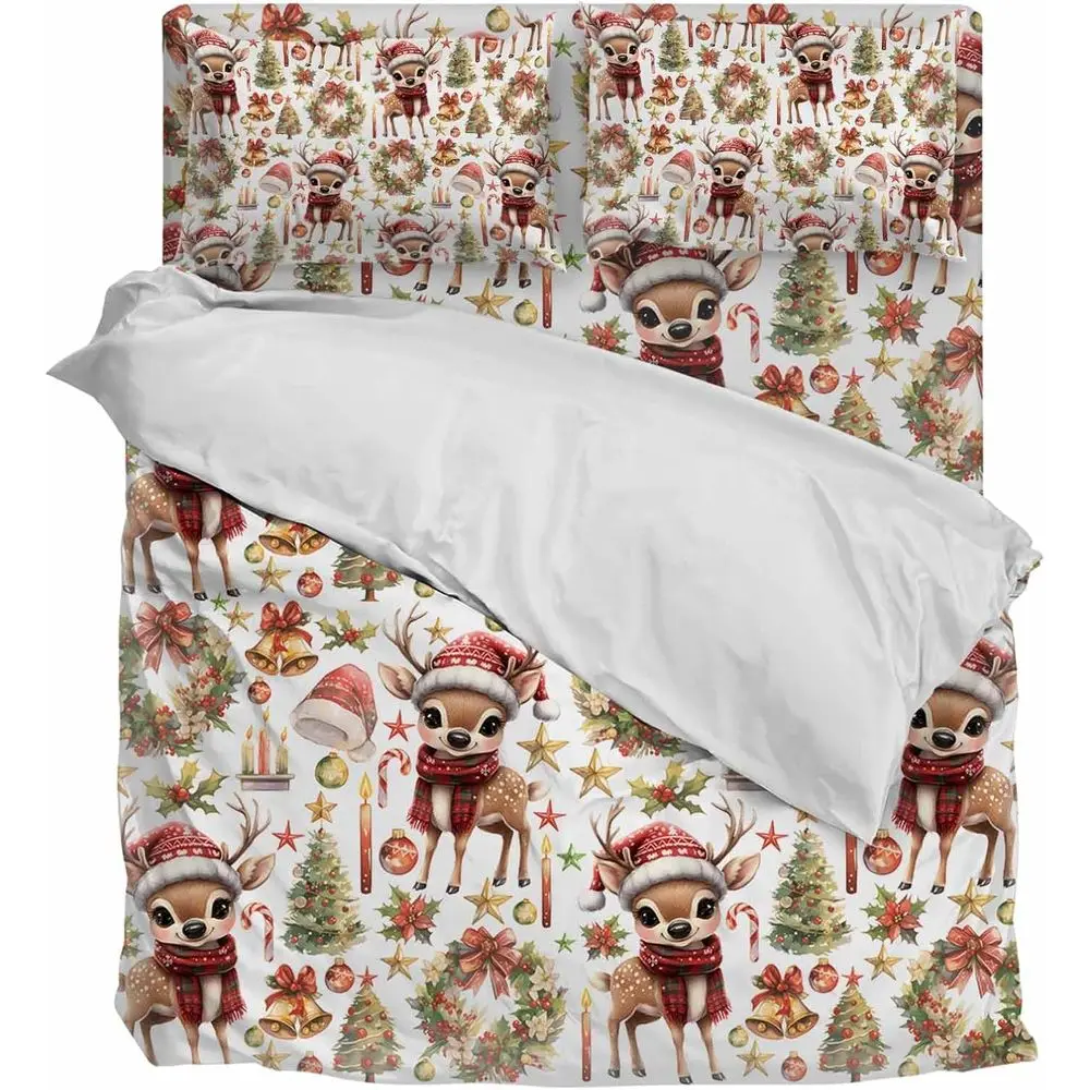 

Duvet Cover Caliornia King Size Winter Chrisas Tree Deer s Xmas Hat White Ultra Sot Bedding Set Comorter Cover Set 4 Pieces 1 Du