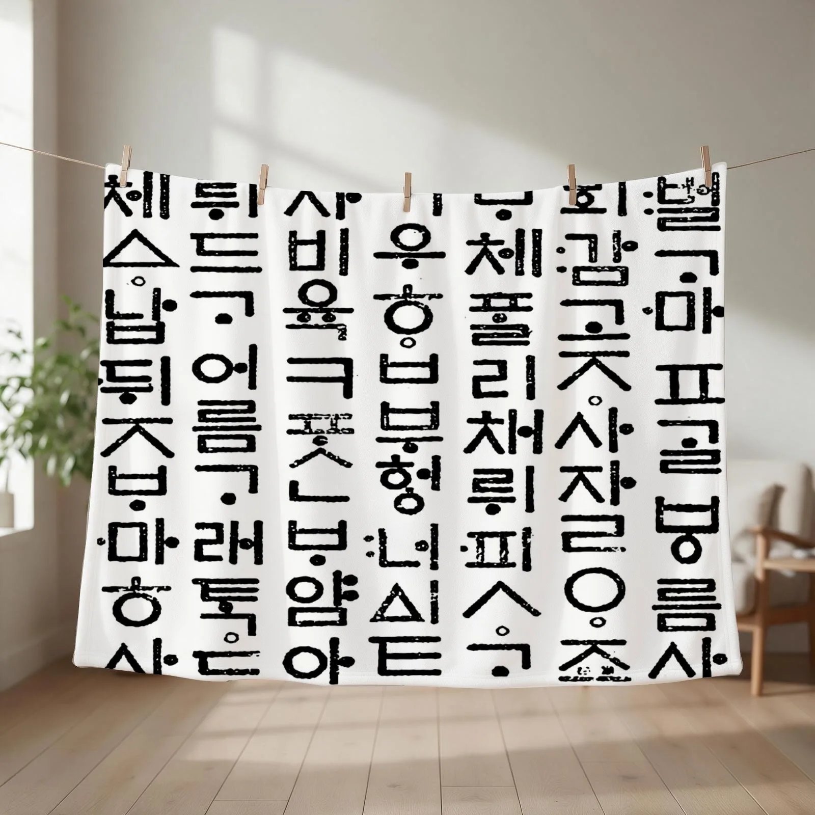 Korean language (Hun-Min-Jeong-Eum) Throw Blanket warm for winter Cute Plaid manga Furrys Blankets