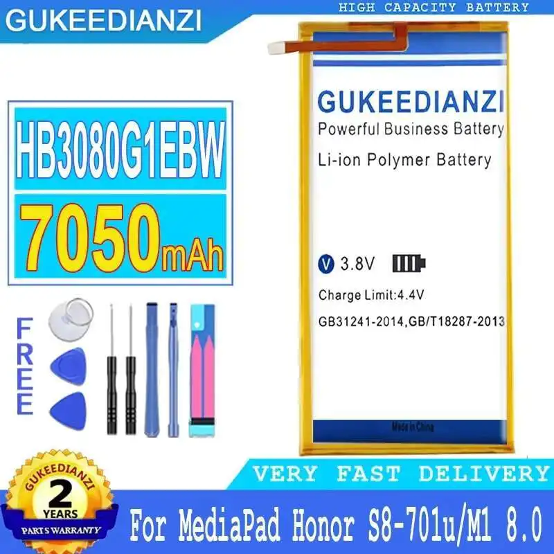 

Battery HB3080G1EBW 7050Mah For Huawei Mediapad M2 M1 8.0"M2-801L S8 701U Honor S8-701W T3 10 Ags-L09 Ags-W09 9.6 Lte