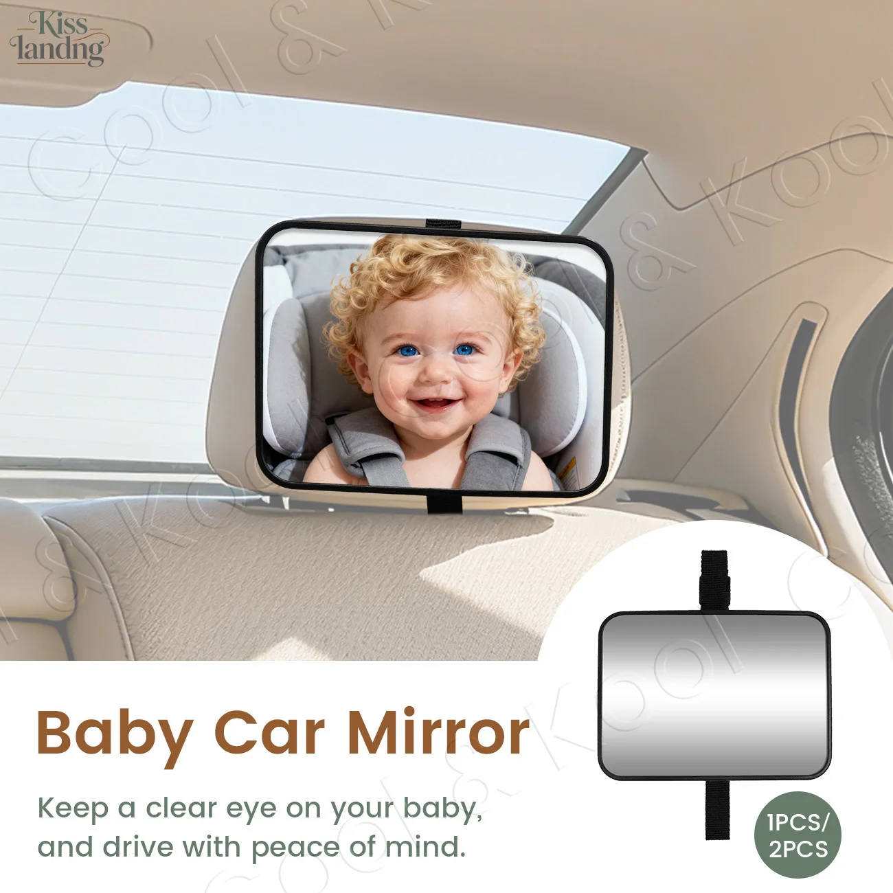 

Baby Car Mirror for Safe Monitoring, Shatterproof & Adjustable with Wide-Angle View of Rear-Facing Toddler
